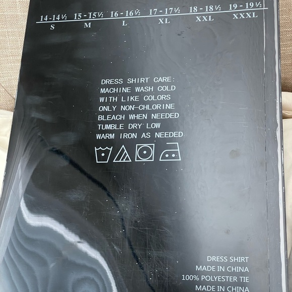 New, never opened. Men’s button-up shirt teal, large 16-16.5, slim fit with tie. - Picture 2 of 5